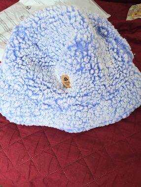 Kids Plush Sherpa Bucket Hat — Light Blue ,   Whiteout Ear Muffs